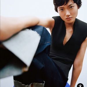 Zara Black shoulder pad top (NWT)